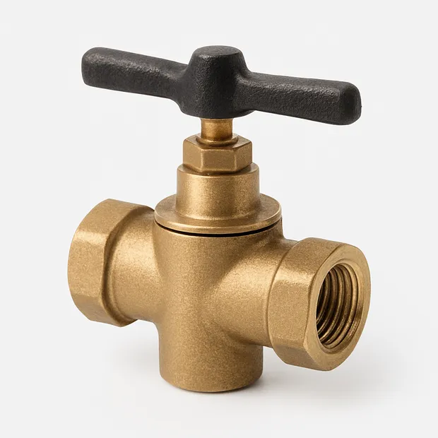 Кран пробковый латунный проходной муфтовый натяжной